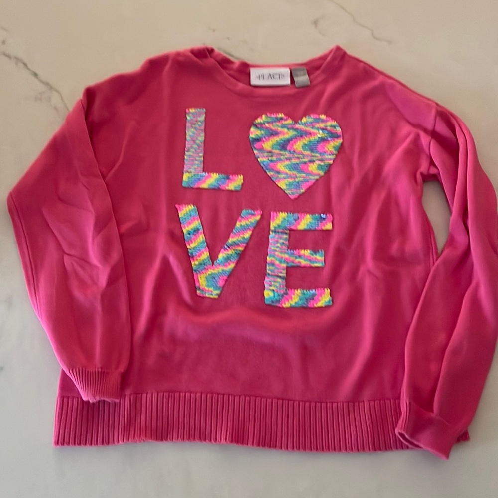 Girls sequence LOVE flip sweater